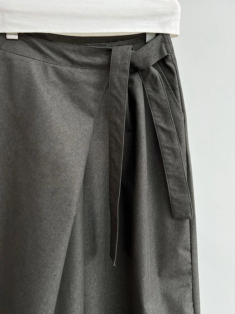 Architectural Wide-Leg Wrap Trousers – Modern Minimalist Design in Grey or Blue-SimpleModerne