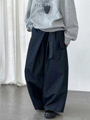 Architectural Wide-Leg Wrap Trousers – Modern Minimalist Design in Grey or Blue-SimpleModerne