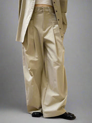 High-Waist Cargo Style Trousers with Maxi Exterior Pockets – Available in Khaki & Black-SimpleModerne