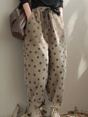Polka Dot Corduroy Trousers – Relaxed Fit, Warm & Playful-SimpleModerne