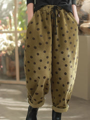 Polka Dot Corduroy Trousers – Relaxed Fit, Warm & Playful-SimpleModerne