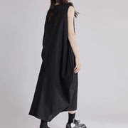 Sleeveless Black Cargo Maxi Dress with Oversized Pockets – Edgy Minimalist Look-SimpleModerne