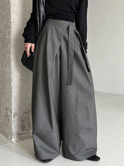 Architectural Wide-Leg Wrap Trousers – Modern Minimalist Design in Grey or Blue-SimpleModerne