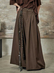 High-Waisted Wide-Leg Trousers – Flowy Palazzo Style in Black, Brown & Cream-SimpleModerne
