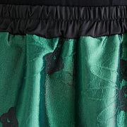 Elegant Floral Lantern Pants in Green with Pocket Detail – Relaxed Fit for Modern Style-SimpleModerne