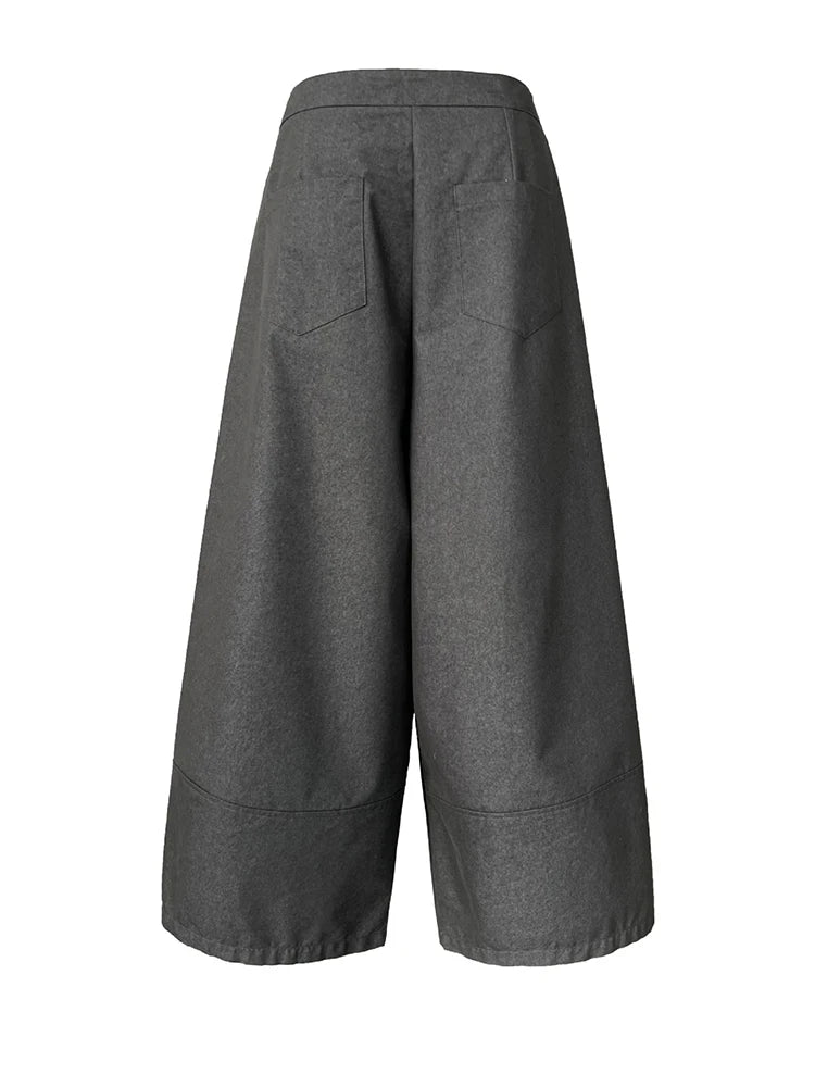 Architectural Wide-Leg Wrap Trousers – Modern Minimalist Design in Grey or Blue-SimpleModerne