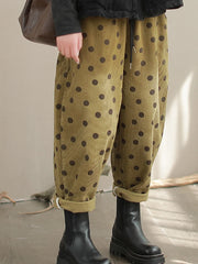 Polka Dot Corduroy Trousers – Relaxed Fit, Warm & Playful-SimpleModerne