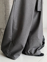 Architectural Wide-Leg Wrap Trousers – Modern Minimalist Design in Grey or Blue-SimpleModerne
