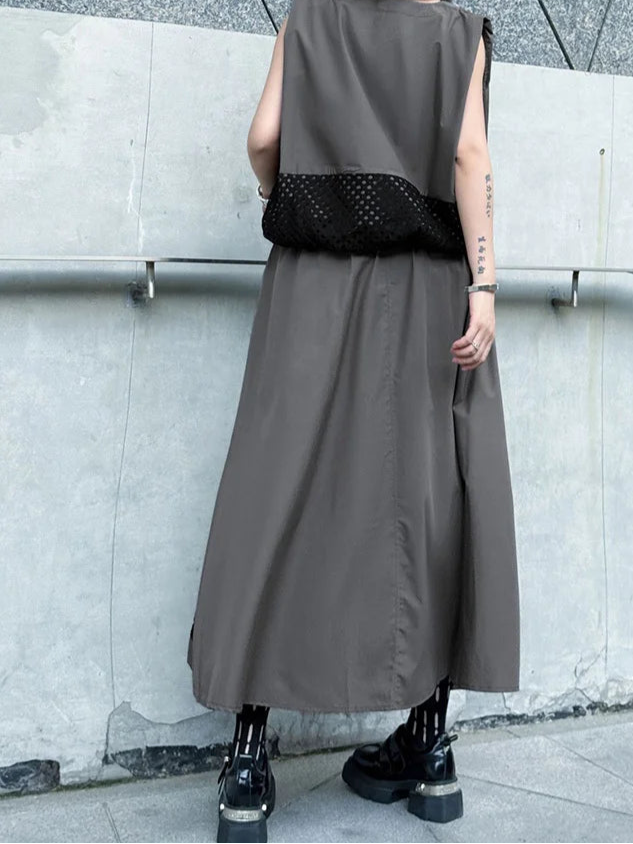 Mesh Me Up Asymmetric Skirt – Dark Industrial Layers-SimpleModerne