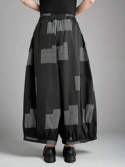 Punky Patchwork Wide-Leg Capri Pants – Cropped Statement Trousers-SimpleModerne