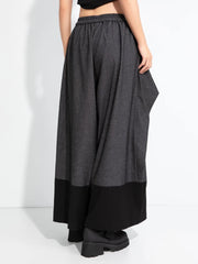 Asymmetric Wide-Leg Trousers — Dark Gray-SimpleModerne