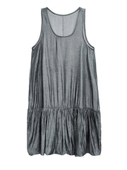 Sleeveless Layered Hem Dress – Charcoal Gray-SimpleModerne