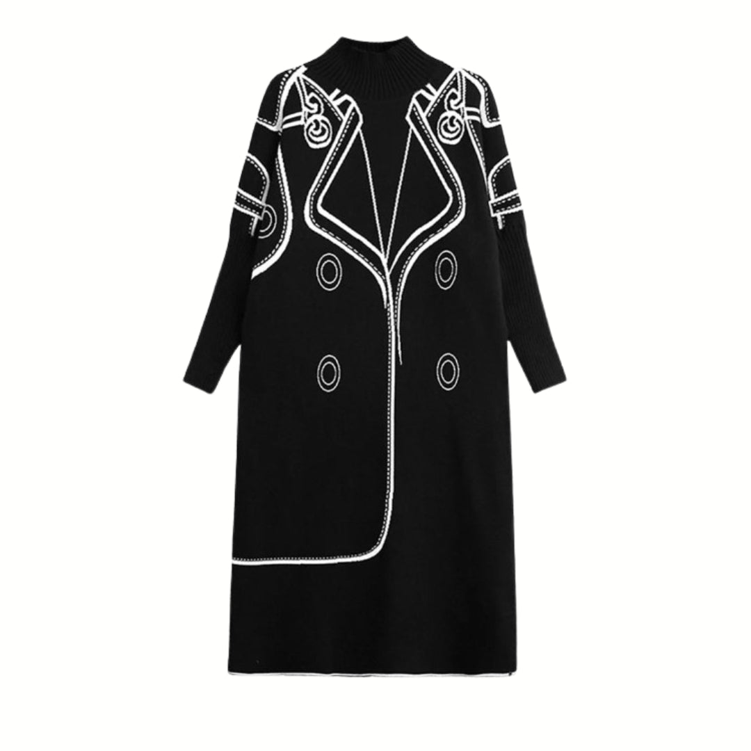 Miss Office Clown Knitted Pullover Dress-SimpleModerne