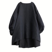 Oversized Lantern Sleeve Dress with Asymmetrical Hemline – Gothic Inspired Minimalism-SimpleModerne