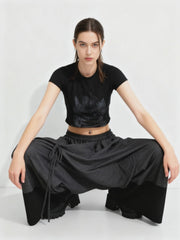 Asymmetric Wide-Leg Trousers — Dark Gray
