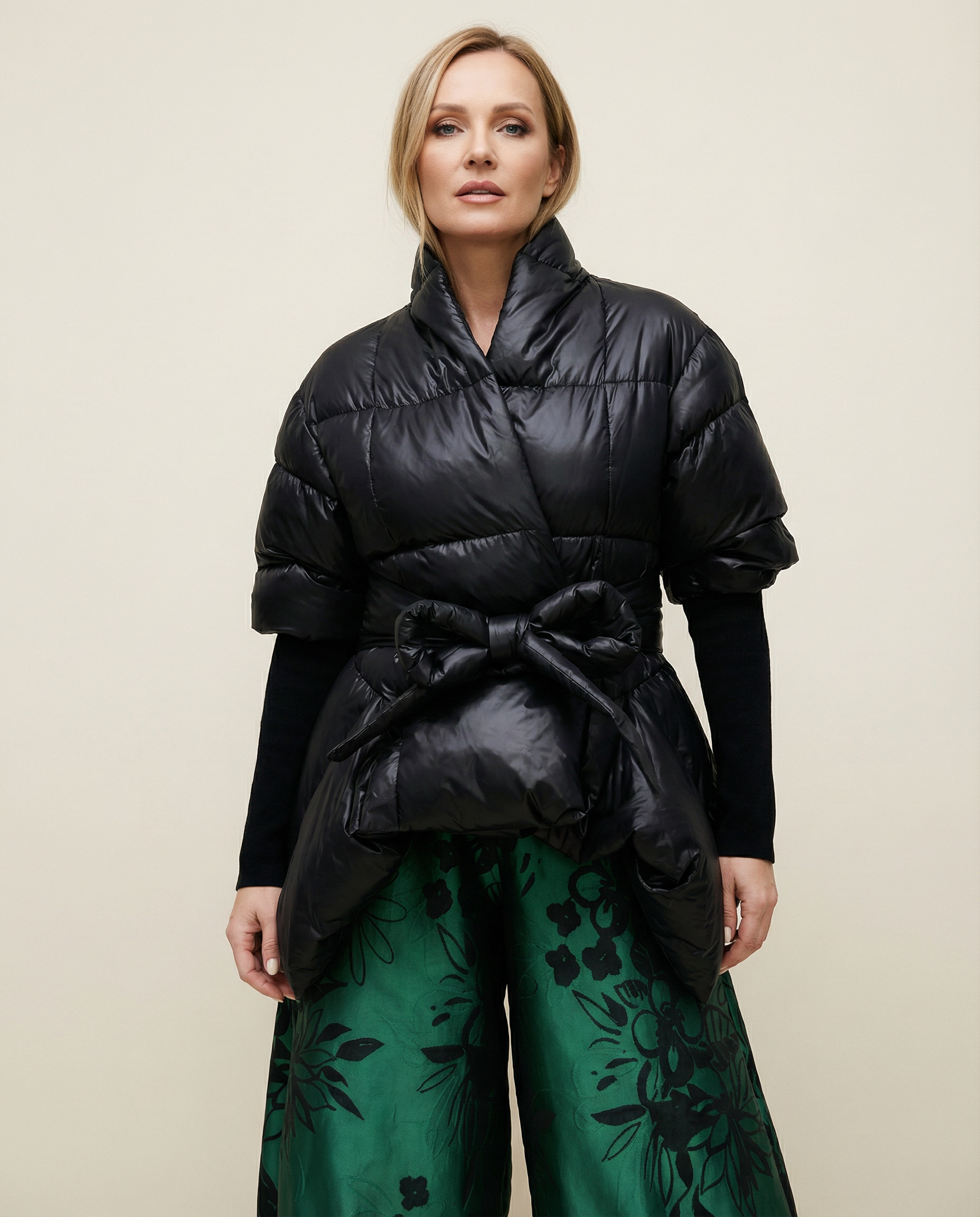 Lite Cotton Padded Jacket with Extra Long Sleeves - Black-SimpleModerne