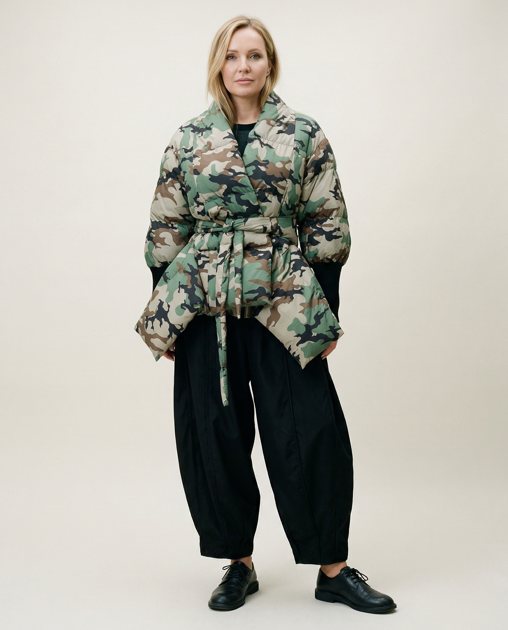 Lite Cotton Padded Jacket with Extra Long Sleeves - Camouflage-SimpleModerne