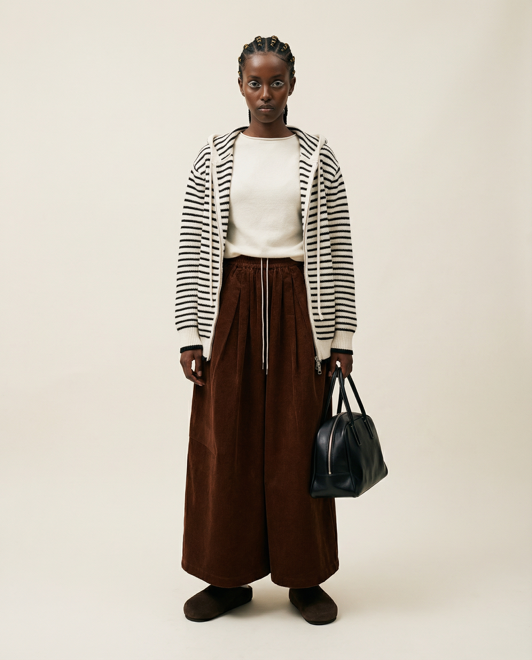 Wide Corduroy Trousers — Deep Chestnut Brown-SimpleModerne