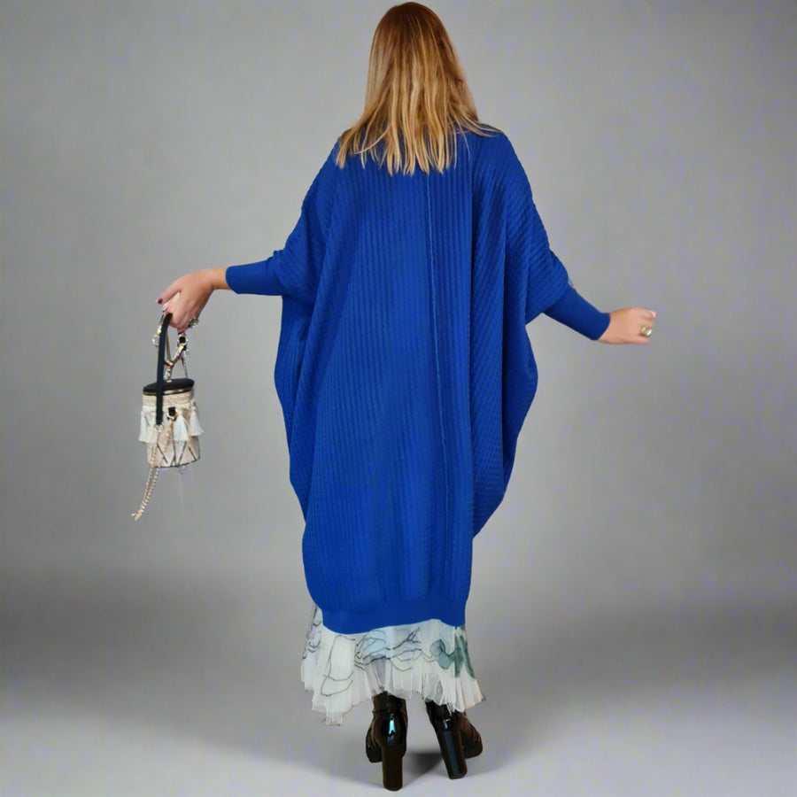 Urban Meets Urban Laisvalaikio Nuotaka Oversize Fit Blue Sweater-SimpleModerne