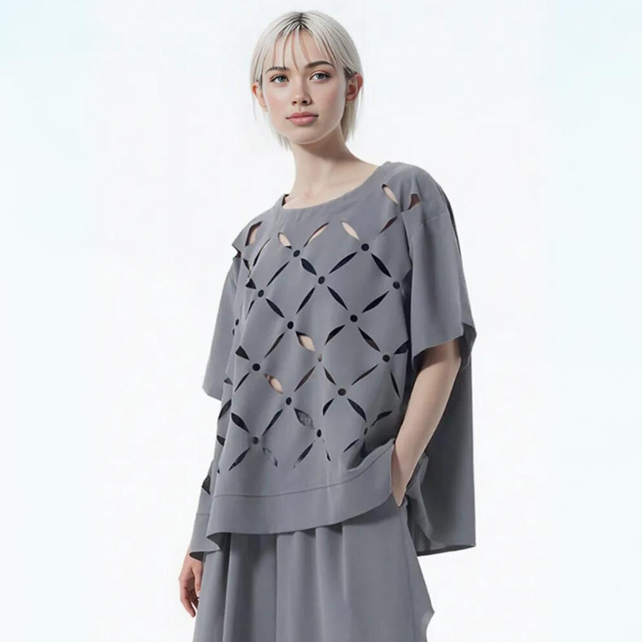 Punky Cut-Out Relaxed Tee – Bold and Effortless Style-SimpleModerne