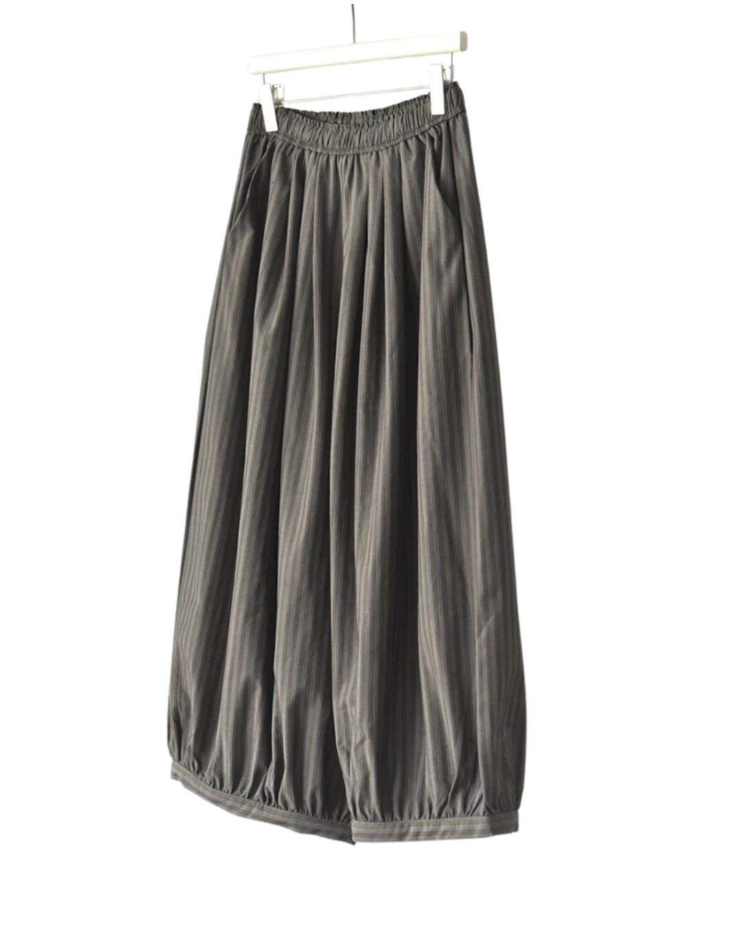 Olive Pinstripe Balloon Trousers | Relaxed Wide Leg