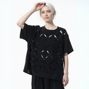 Punky Cut-Out Relaxed Tee – Bold and Effortless Style-SimpleModerne
