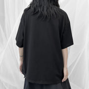 Casual Minimal Goth Flower T-shirt-SimpleModerne