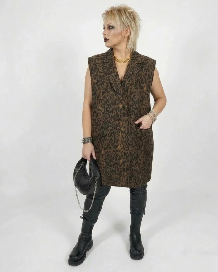 Jazz Up Leopard Print Oversized Fit Vest-SimpleModerne