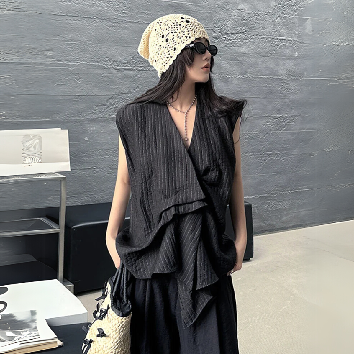 Edgy Layered Wrap Vest – Effortless Punk Styling-SimpleModerne