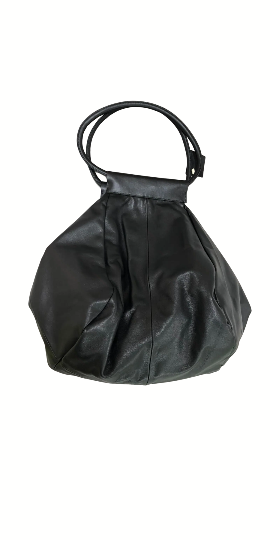 Oversized Genuine Leather Tote Bag – Funky Zip Detail & Round Handles