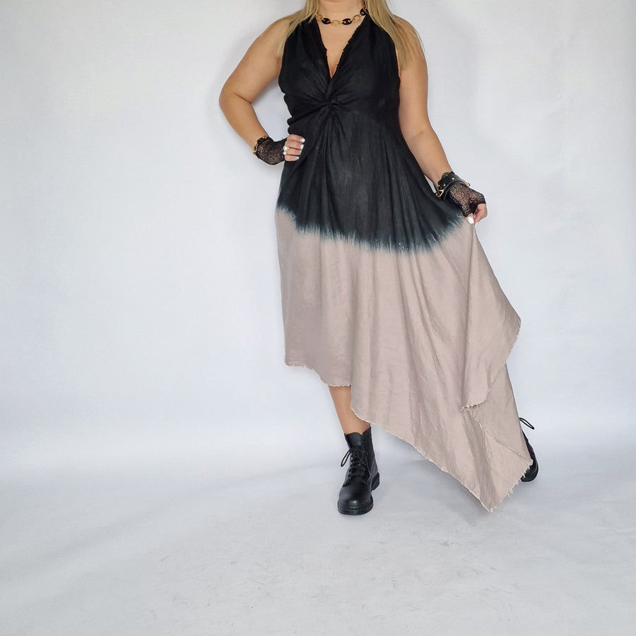 Casual Minimal Goth Irregular design Linen /Cotton Dress-SimpleModerne