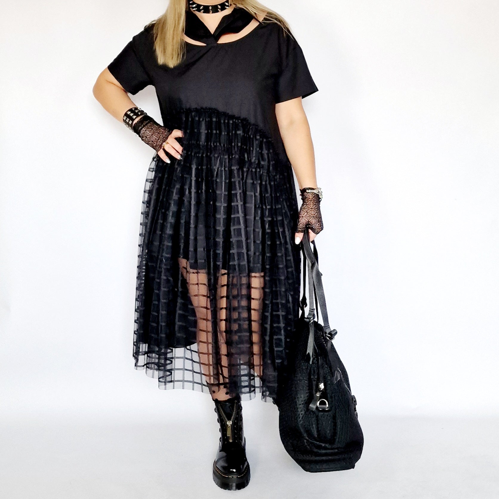 Jazz Up Irregular Design Classical Black Shirt Dress-SimpleModerne