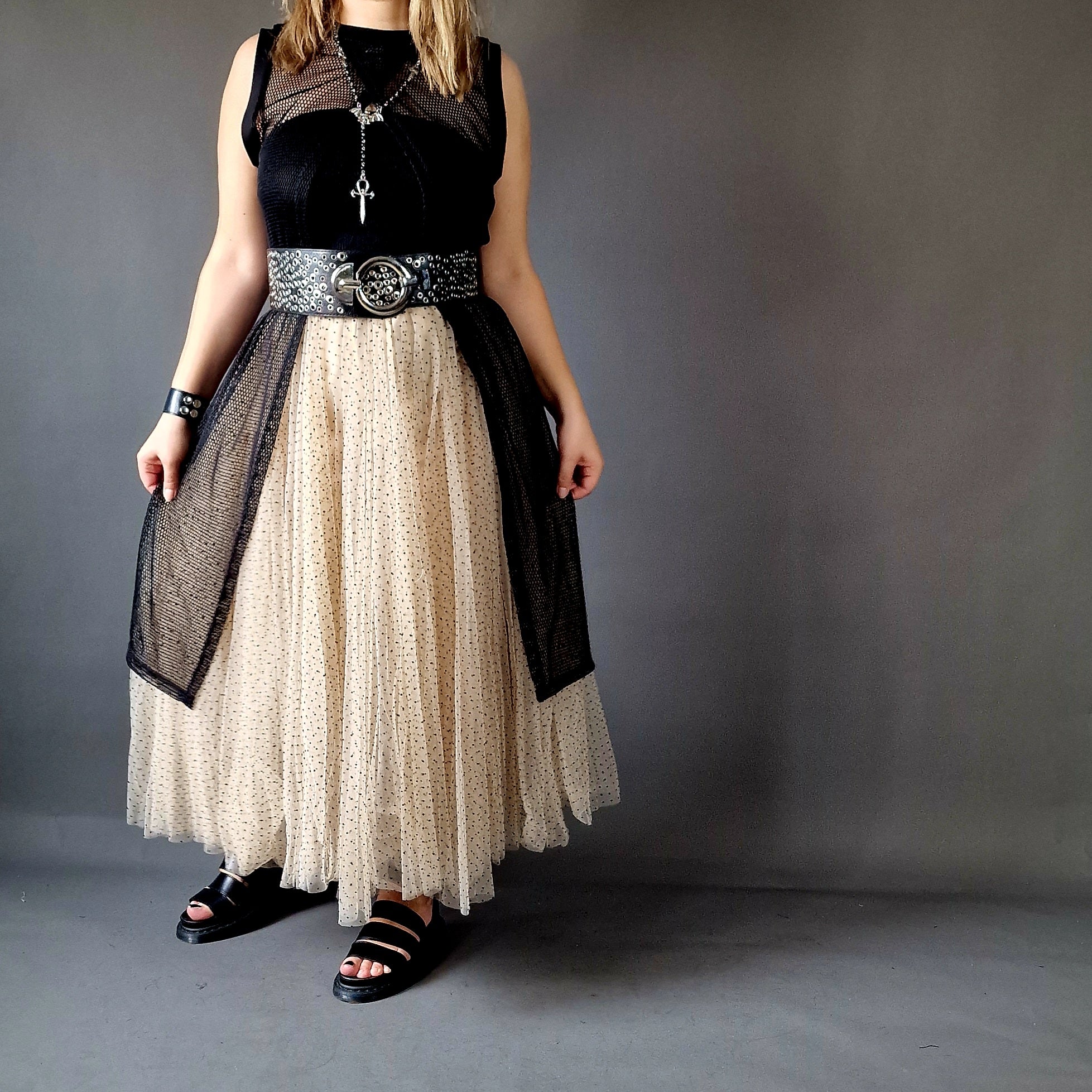 Maxi tulle skirt gold cheap