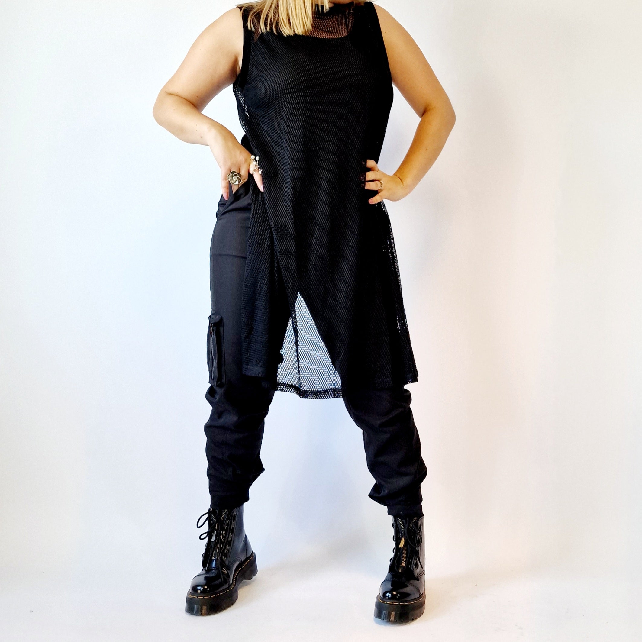 Casual Minimal Goth Net Shirt-SimpleModerne