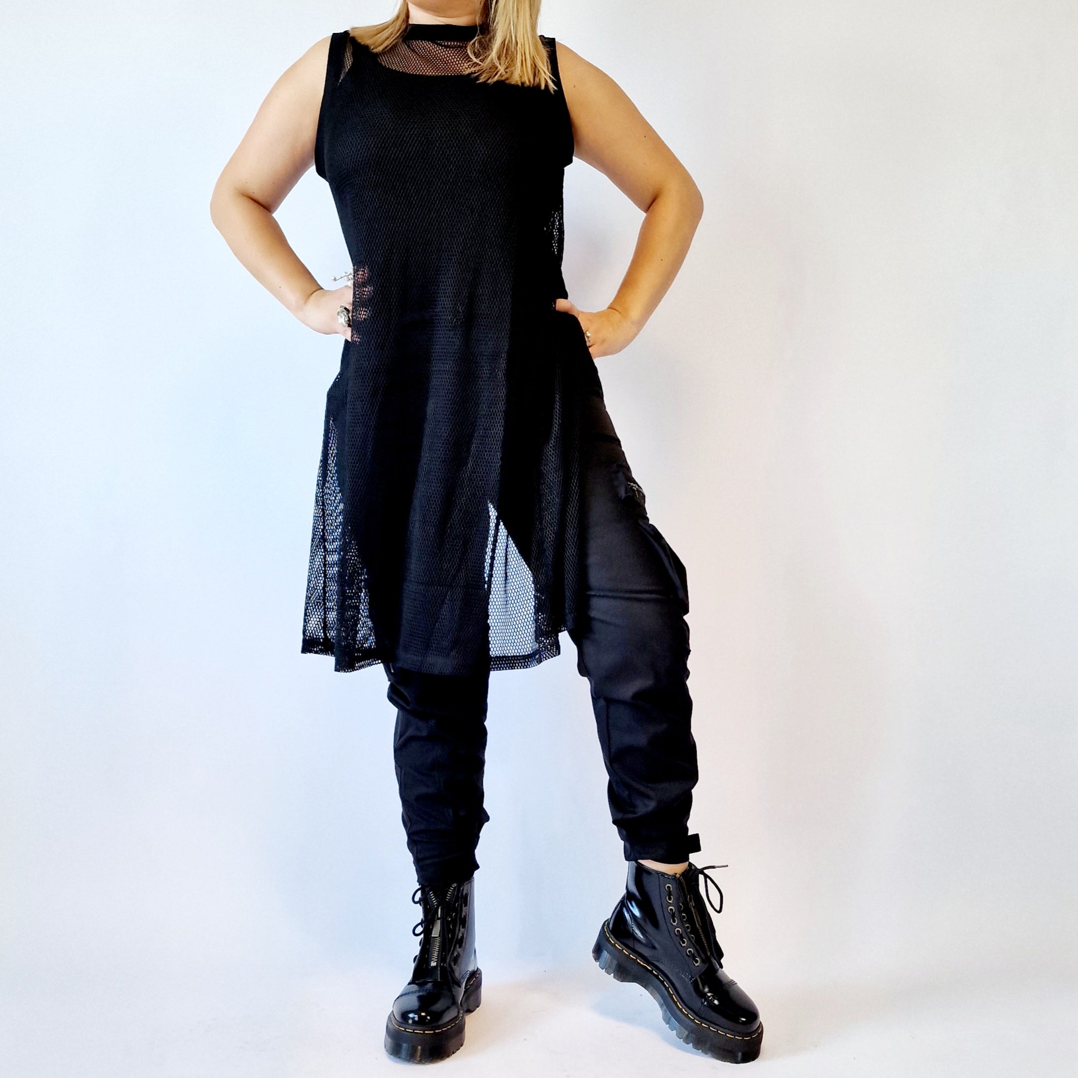 Casual Minimal Goth Net Shirt-SimpleModerne