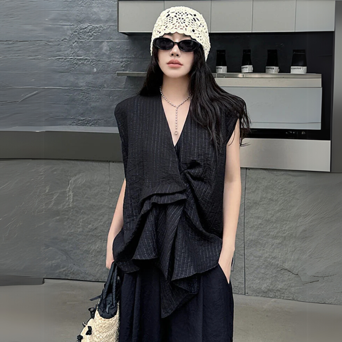 Edgy Layered Wrap Vest – Effortless Punk Styling-SimpleModerne