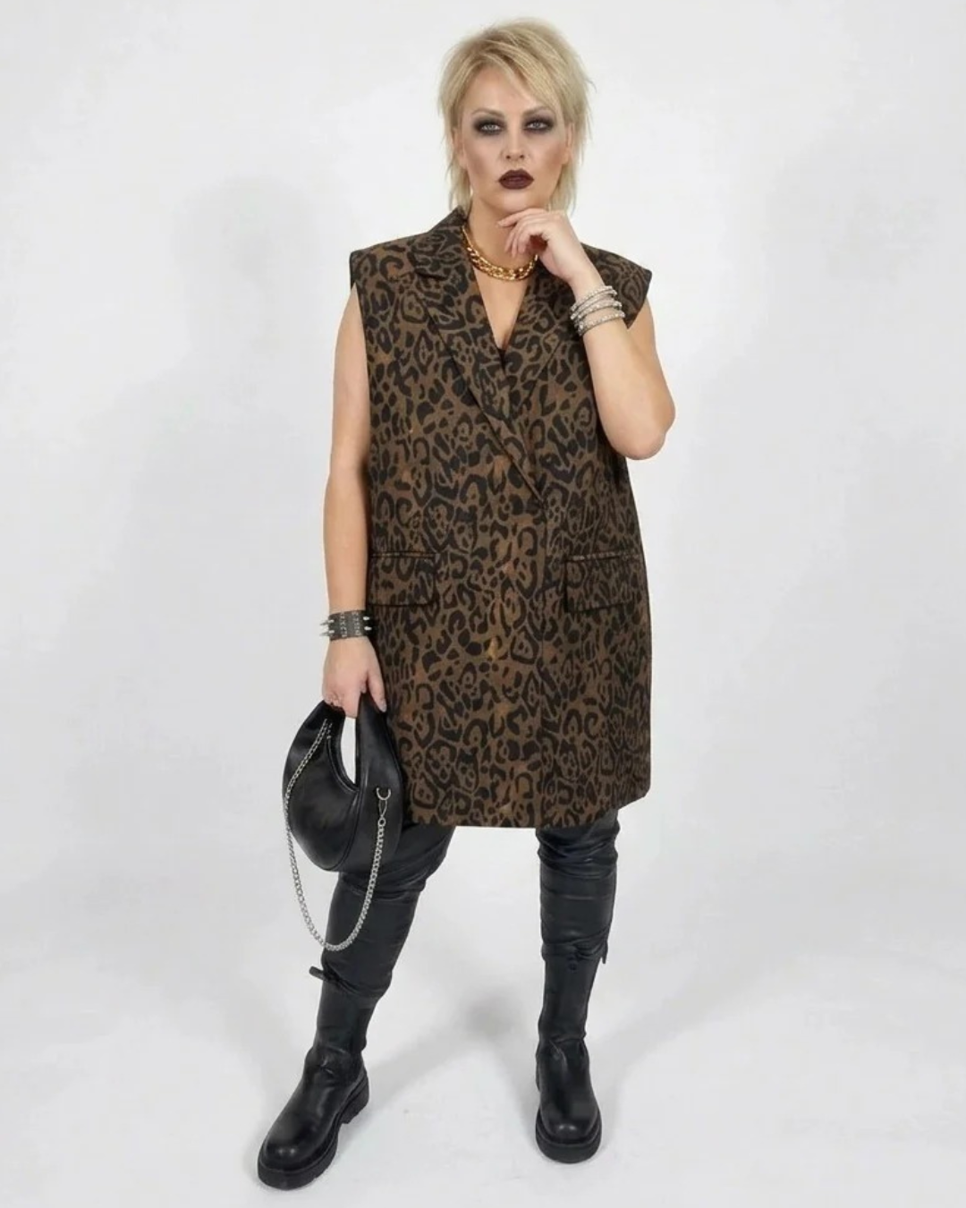 Jazz Up Leopard Print Oversized Fit Vest-SimpleModerne