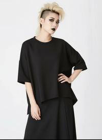 Industrial Exposed-Zip Boxy Tee - Void Black