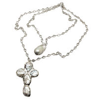 Baroque Pearl Cross Necklace-SimpleModerne