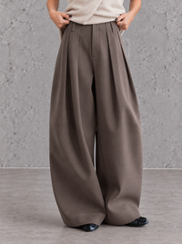 Mocha Structured Extra Wide-Leg Trousers