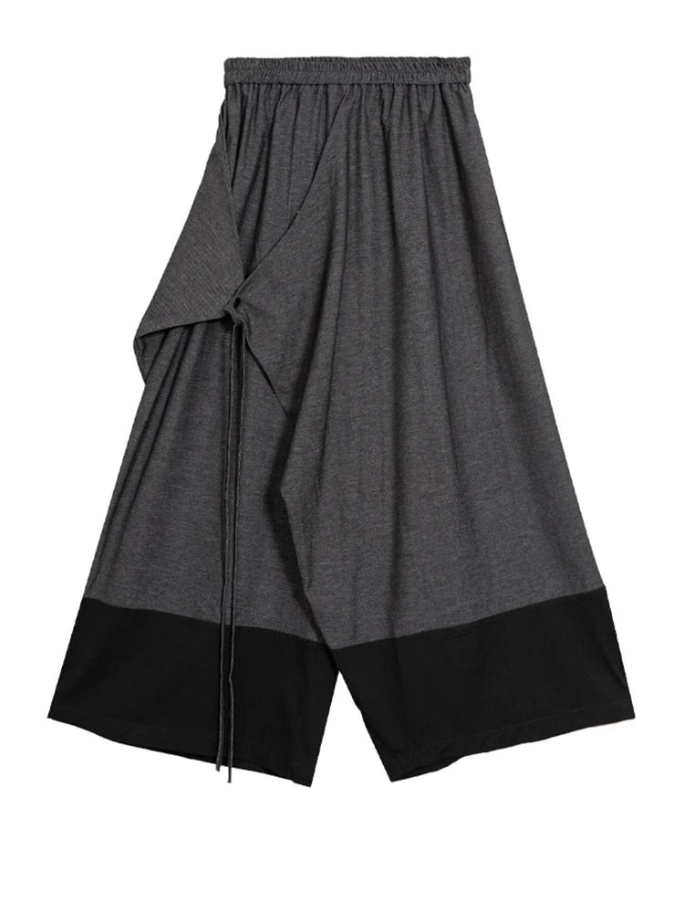 Asymmetric Wide-Leg Trousers — Dark Gray-SimpleModerne