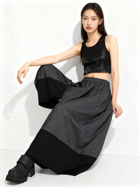 Asymmetric Wide-Leg Trousers — Dark Gray-SimpleModerne