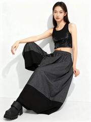 Asymmetric Wide-Leg Trousers — Dark Gray-SimpleModerne