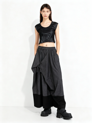 Asymmetric Wide-Leg Trousers — Dark Gray-SimpleModerne