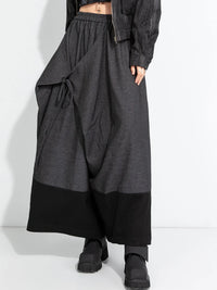 Asymmetric Wide-Leg Trousers — Dark Gray-SimpleModerne