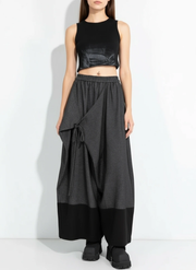 Asymmetric Wide-Leg Trousers — Dark Gray-SimpleModerne