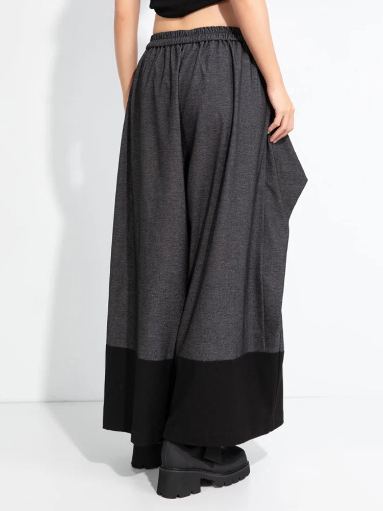 Asymmetric Wide-Leg Trousers — Dark Gray-SimpleModerne