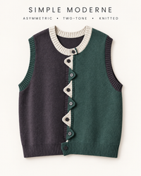 Asymmetric Two-Tone Knitted Vest-SimpleModerne