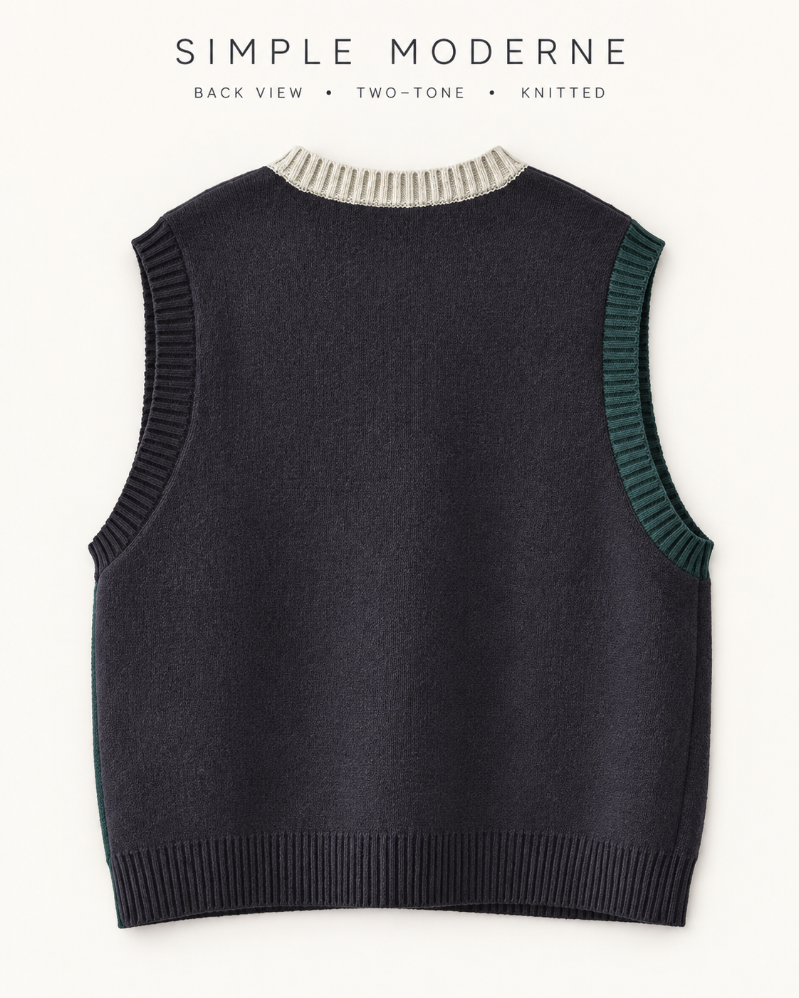Asymmetric Two-Tone Knitted Vest-SimpleModerne