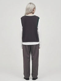 Asymmetric Two-Tone Knitted Vest-SimpleModerne